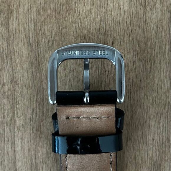 Women's Coach Boyfriend Black Patent Leather Strap Crystal Dial Watch Large - Picture 8 of 12